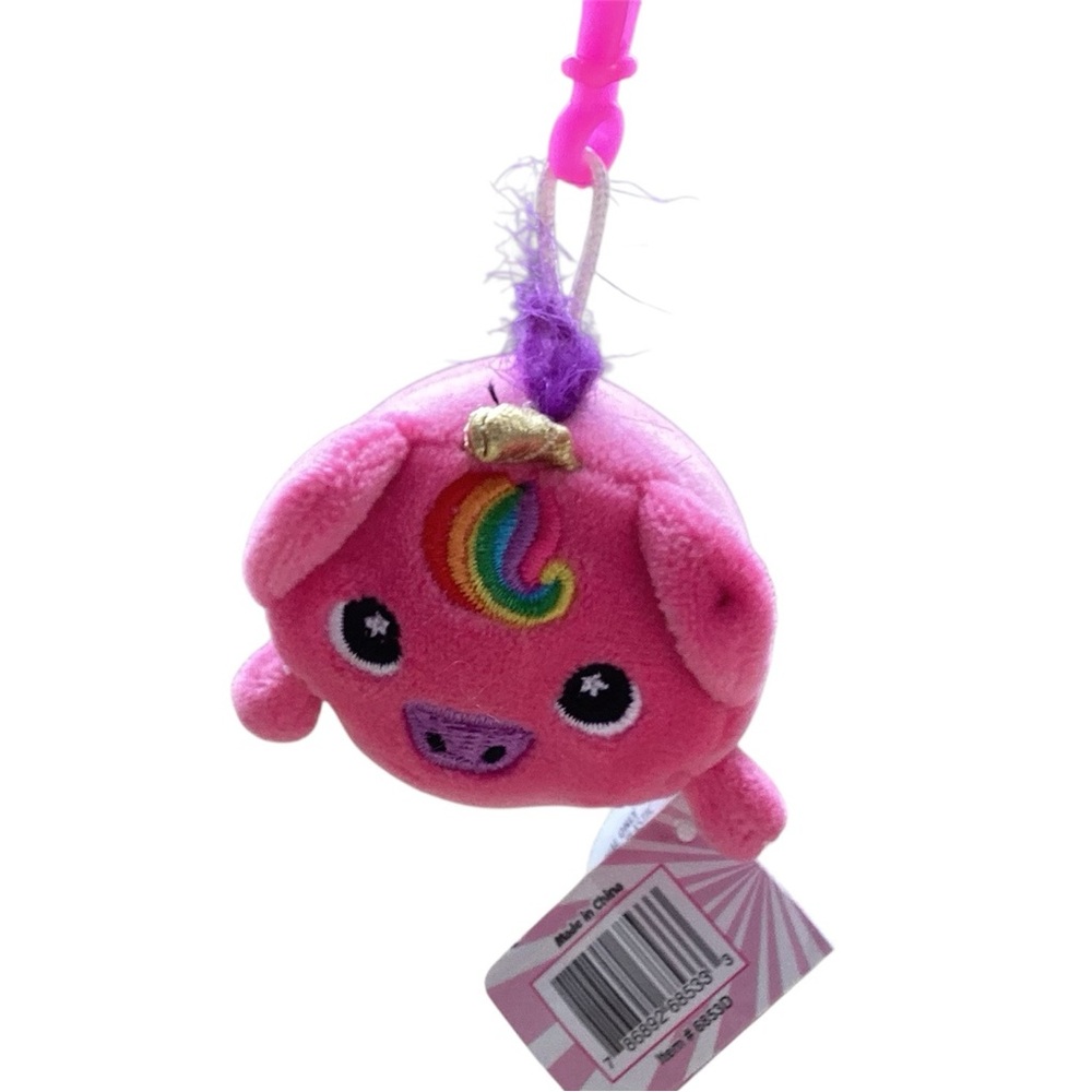 Pink Rainbow Unicorn Plush Keychain